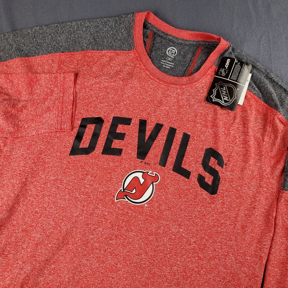 NHL‎ Devils Long Sleeve Raglan T-Shirt Activewear Top Large New